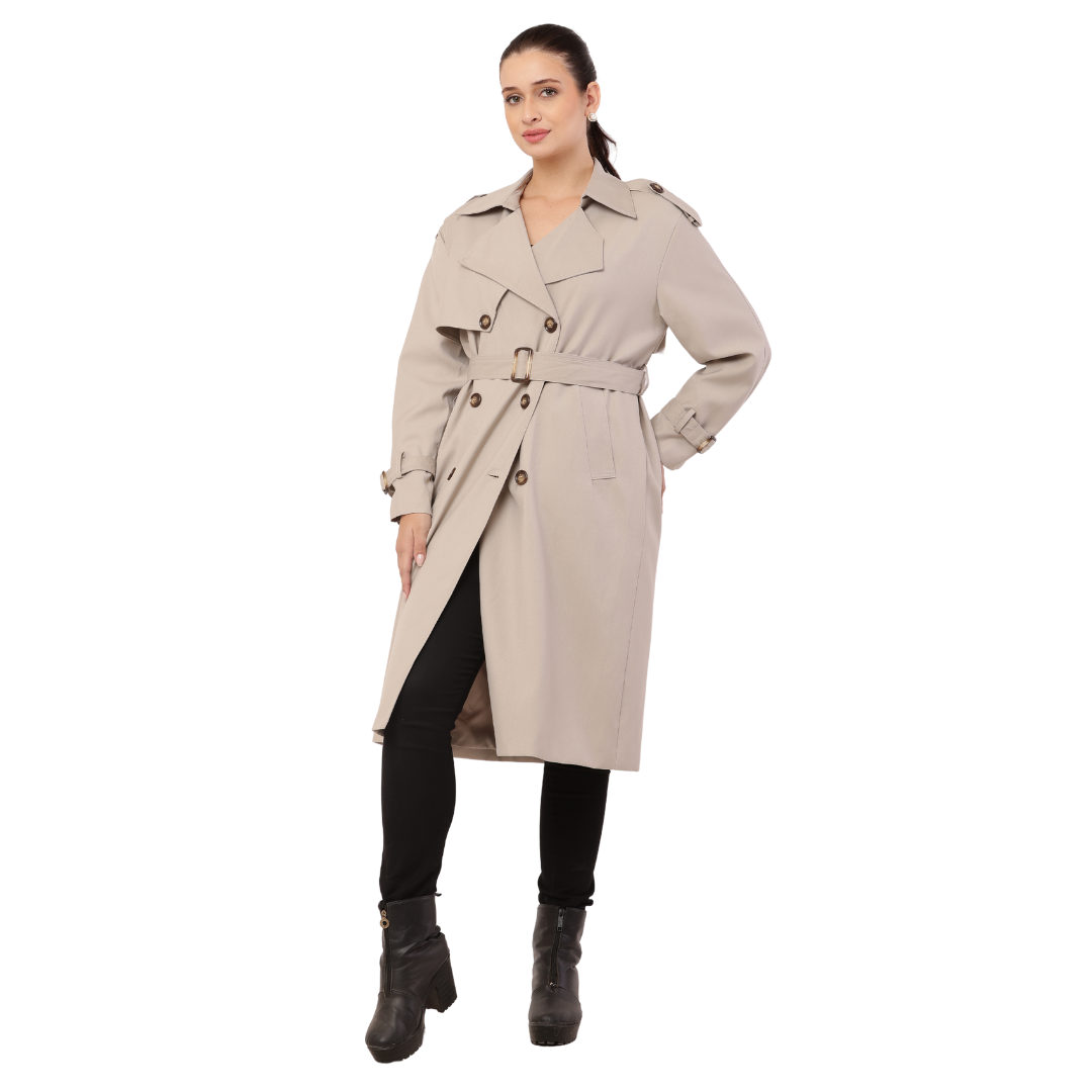 Korean-style Double-Breasted Trench Coat for Women- Classic and Stylish Outwear