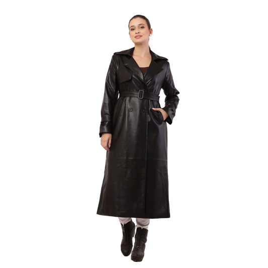 Korean-style Faux Leather Trench Coat for Women - Trendy and Stylish outwear