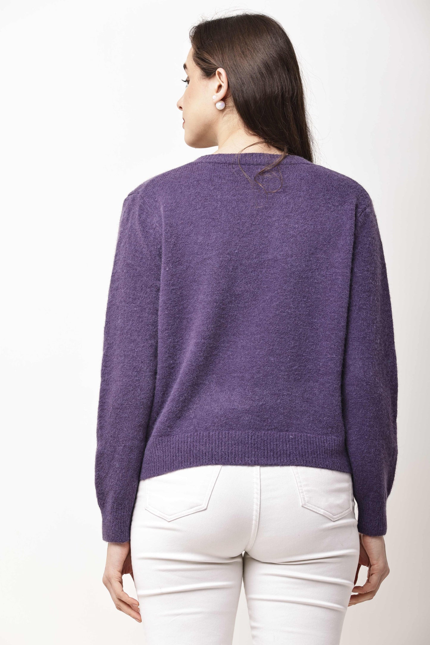 Navy Blue Button-Down Knit Cardigan for Women | Winter Wear