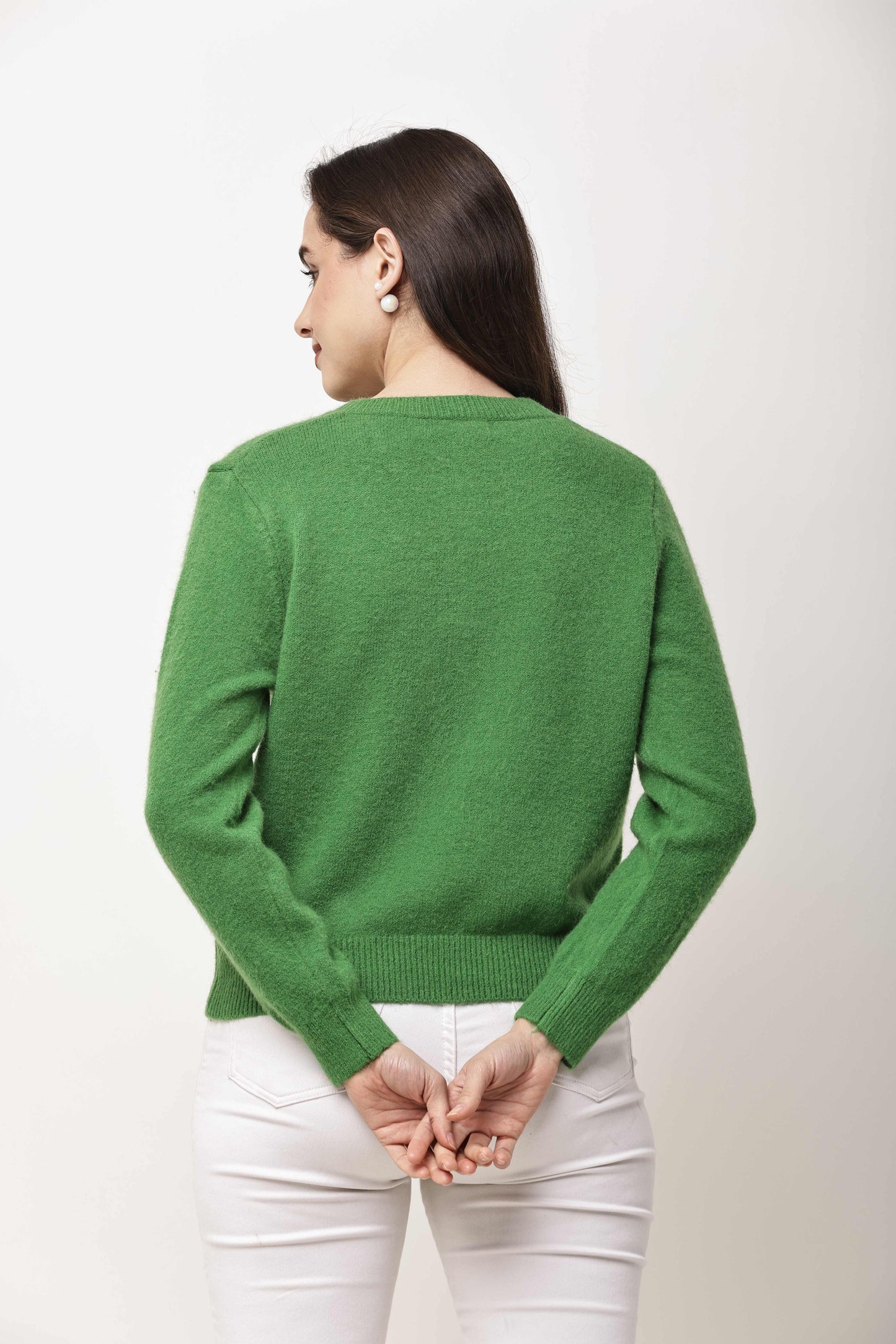 Navy Blue Button-Down Knit Cardigan for Women | Winter Wear