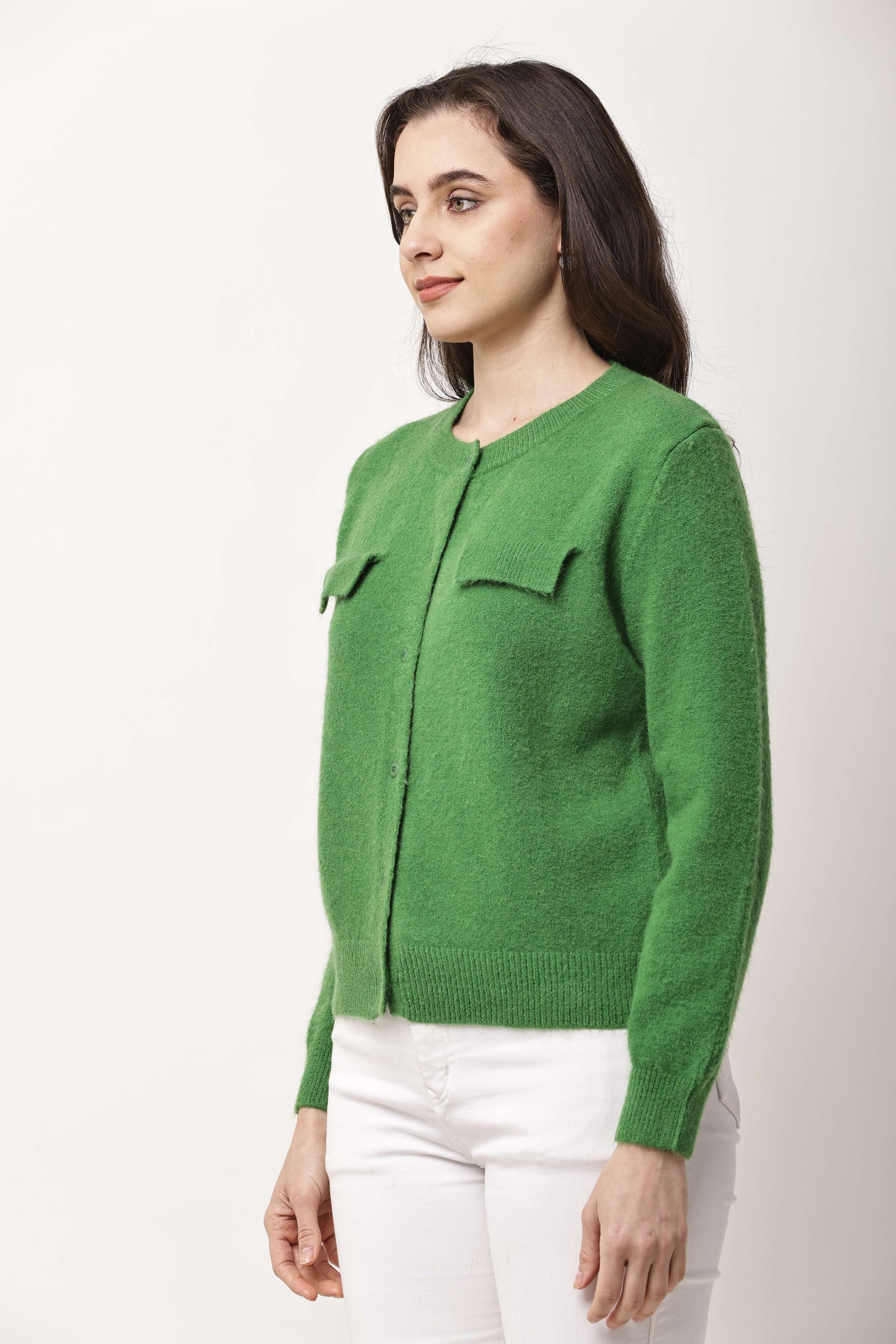 Navy Blue Button-Down Knit Cardigan for Women | Winter Wear