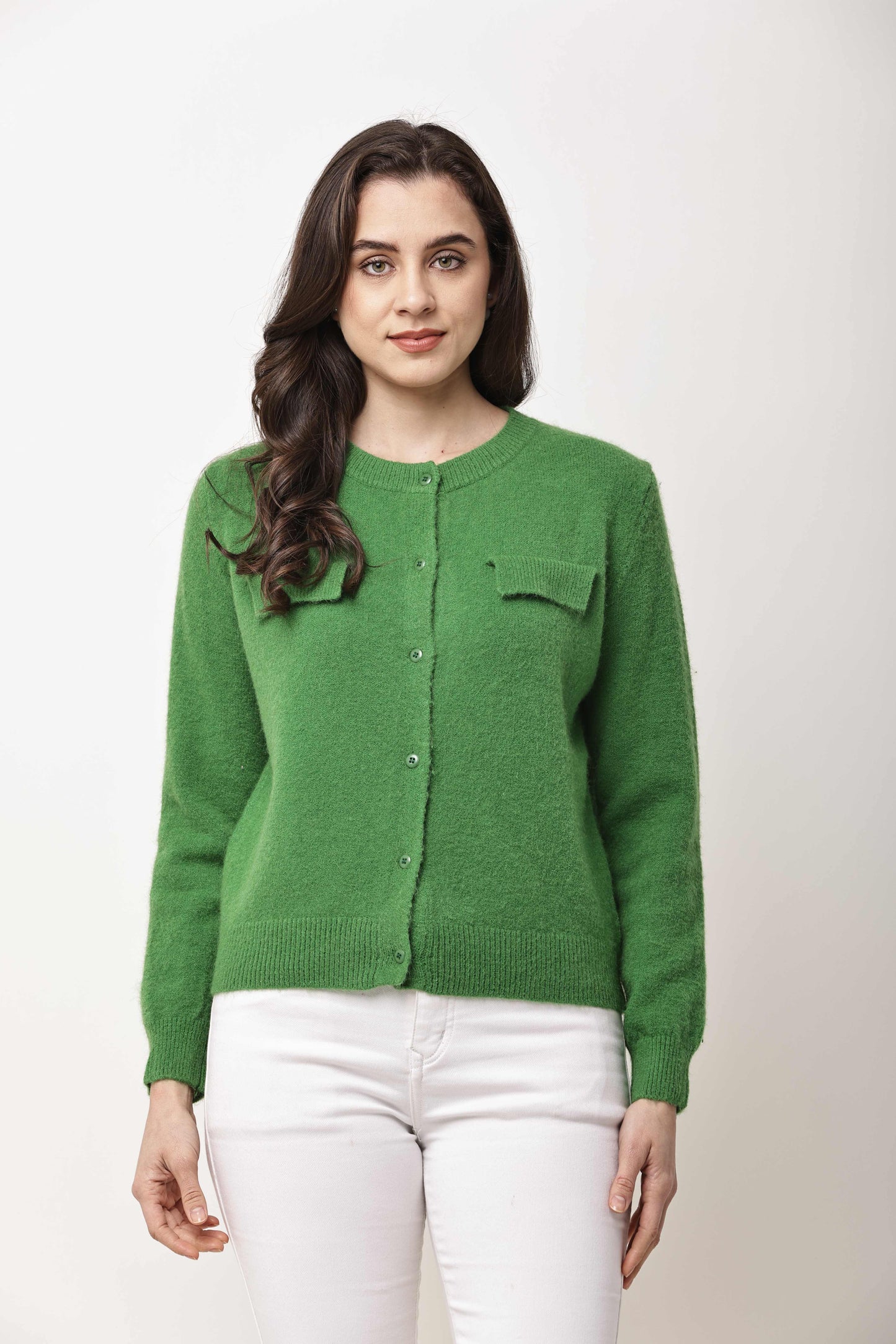Navy Blue Button-Down Knit Cardigan for Women | Winter Wear