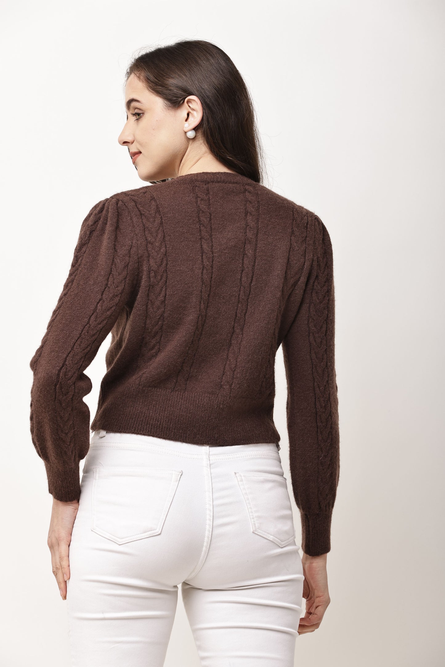 Korean Cropped Knit Cardigan for Women | Winter Button-Up Sweater