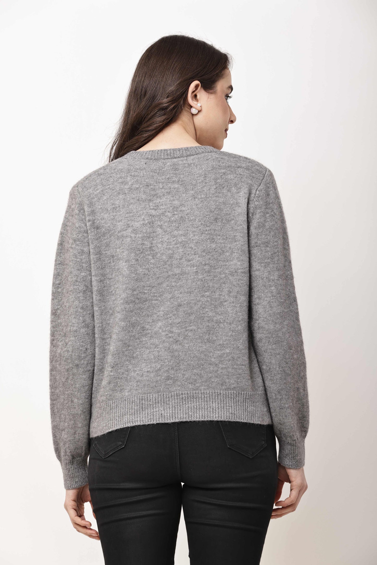 Navy Blue Button-Down Knit Cardigan for Women | Winter Wear
