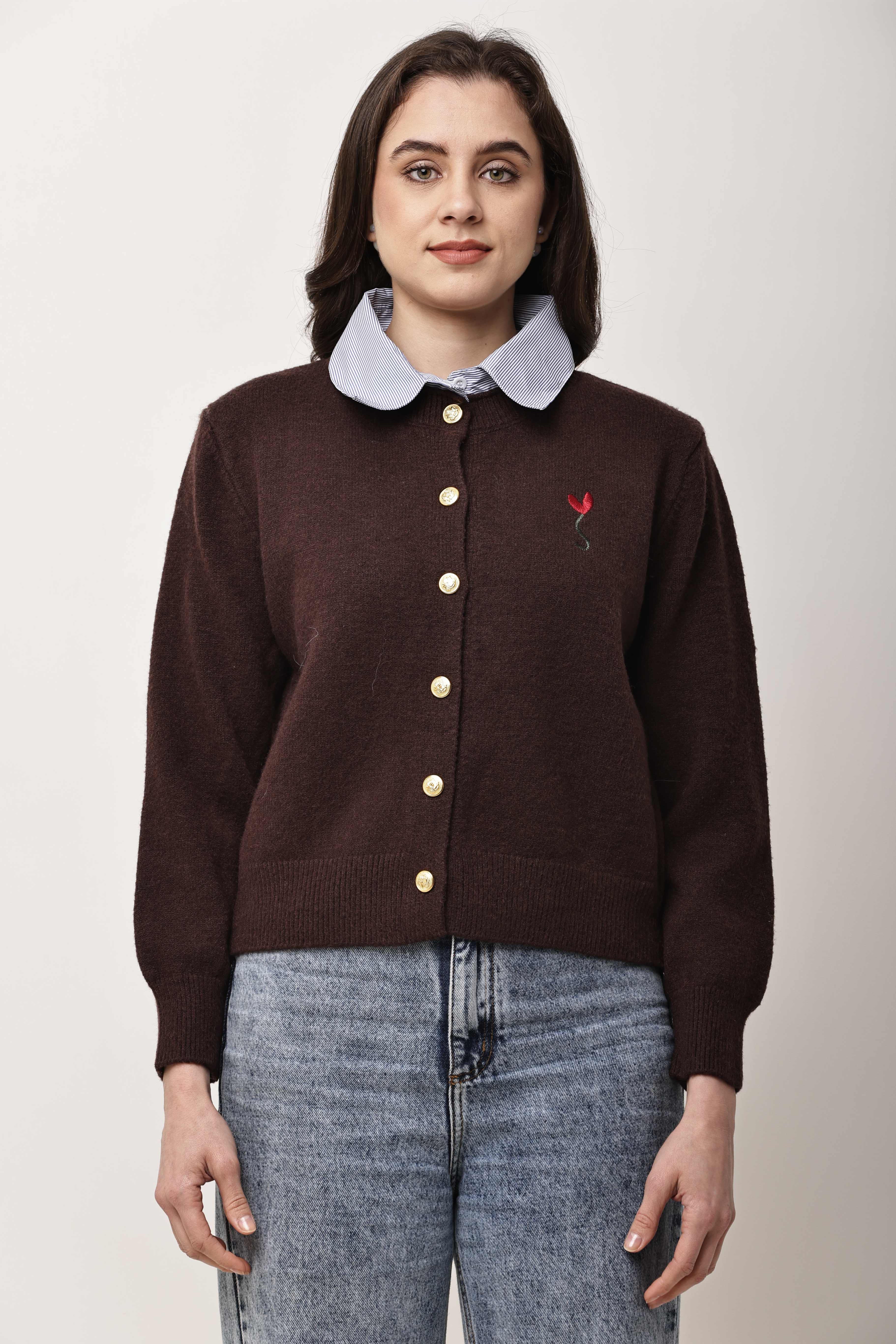 Korean Knit Cardigan for Women | Buttoned Winter Layering Top