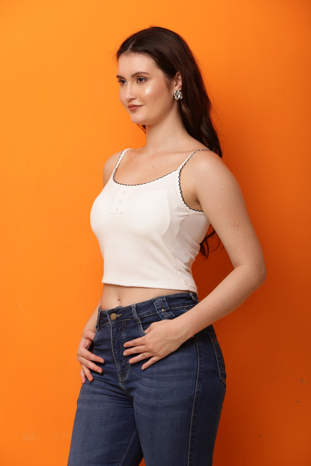 Ribbed Korean Spaghetti Strap Crop Top