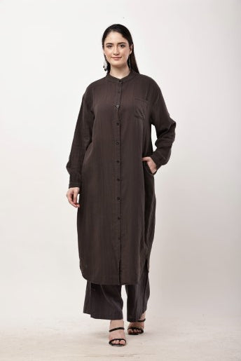 Brown Kurta Co-Ord Set for Women | Minimal Ethnic Wear & Smart Casual
