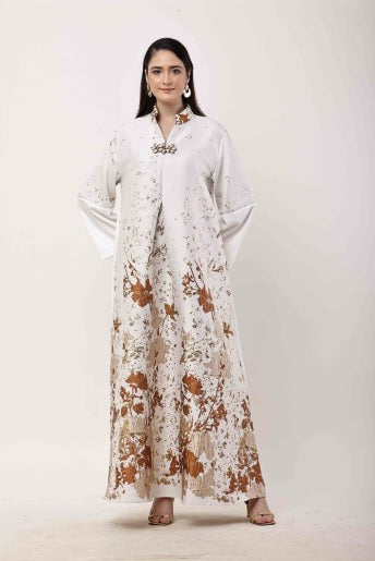 Off White Kaftan Dress Women Luxury Ethnic Maxi Wear