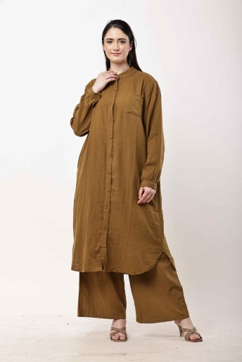 Brown Kurta Co-Ord Set for Women | Minimal Ethnic Wear & Smart Casual