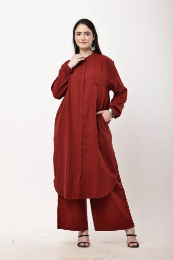 Brown Kurta Co-Ord Set for Women | Minimal Ethnic Wear & Smart Casual