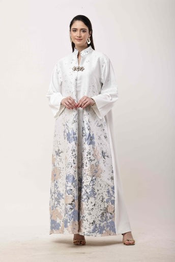 Off White Kaftan Dress Women Luxury Ethnic Maxi Wear