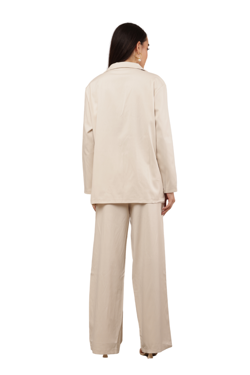 Elegant Blazer & Wide-Leg Pant Co-ord Set Free Size – Korean Fashion