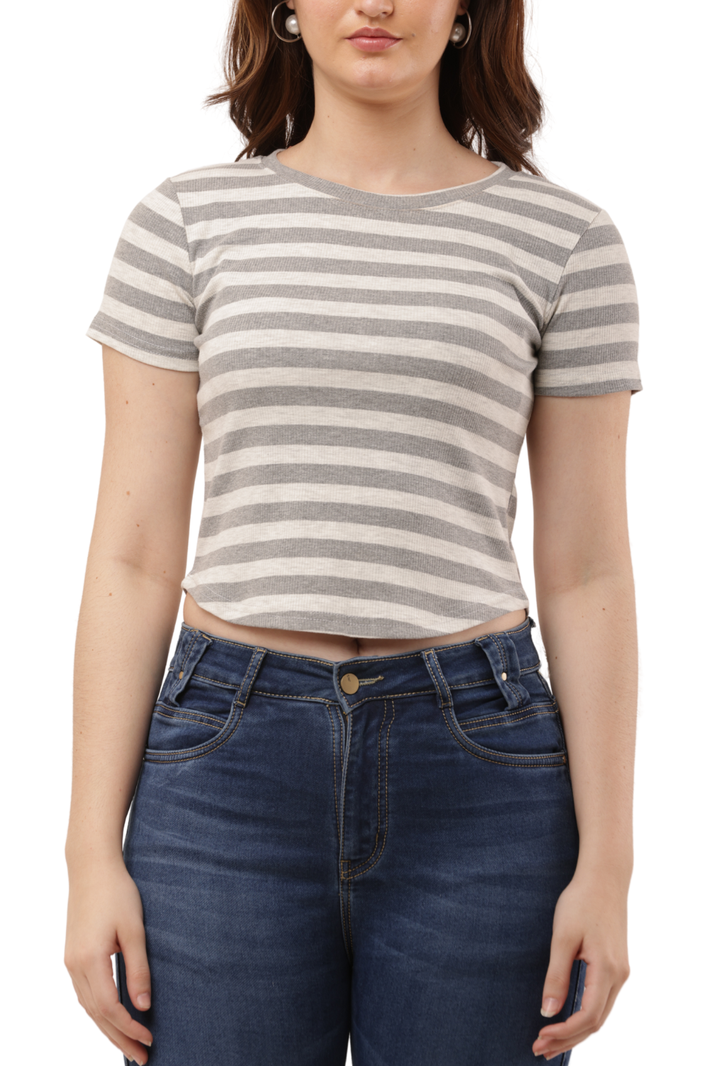 Striped Fitted Crop Top – Korean T-Shirts Free Size | Korean Fashion & Clothes