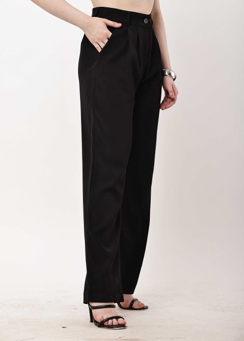 Black Straight-Leg Tailored Pants for Women | Smart Casual & Workwear