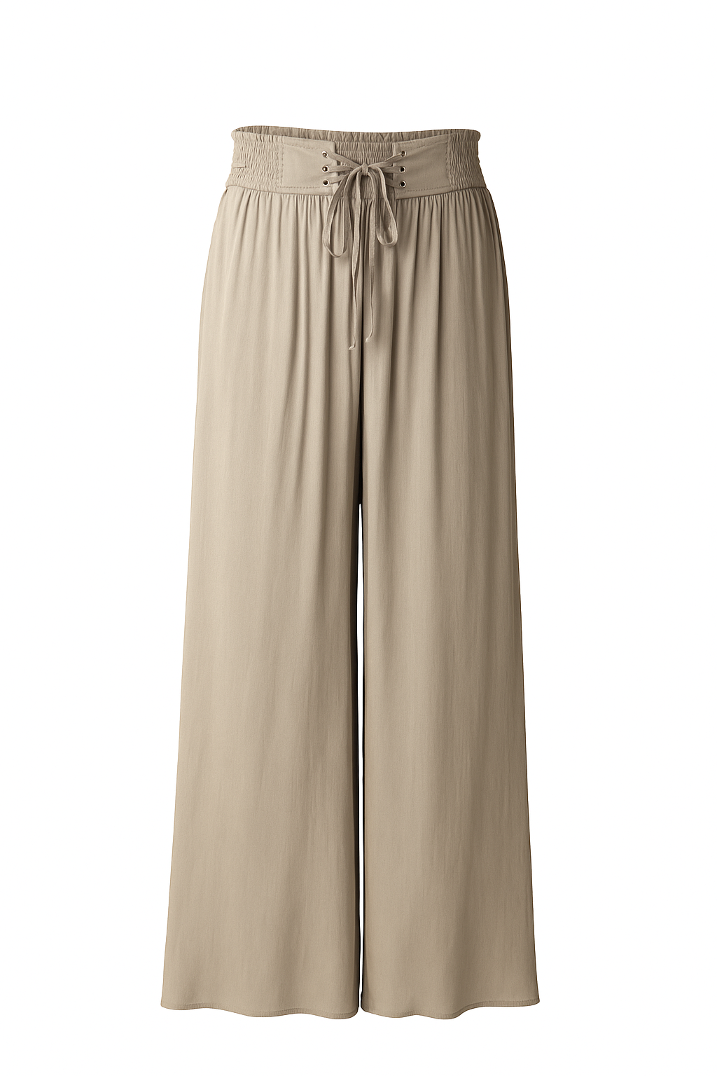 High Waist Flared Palazzo Pants with Corset Tie Detail