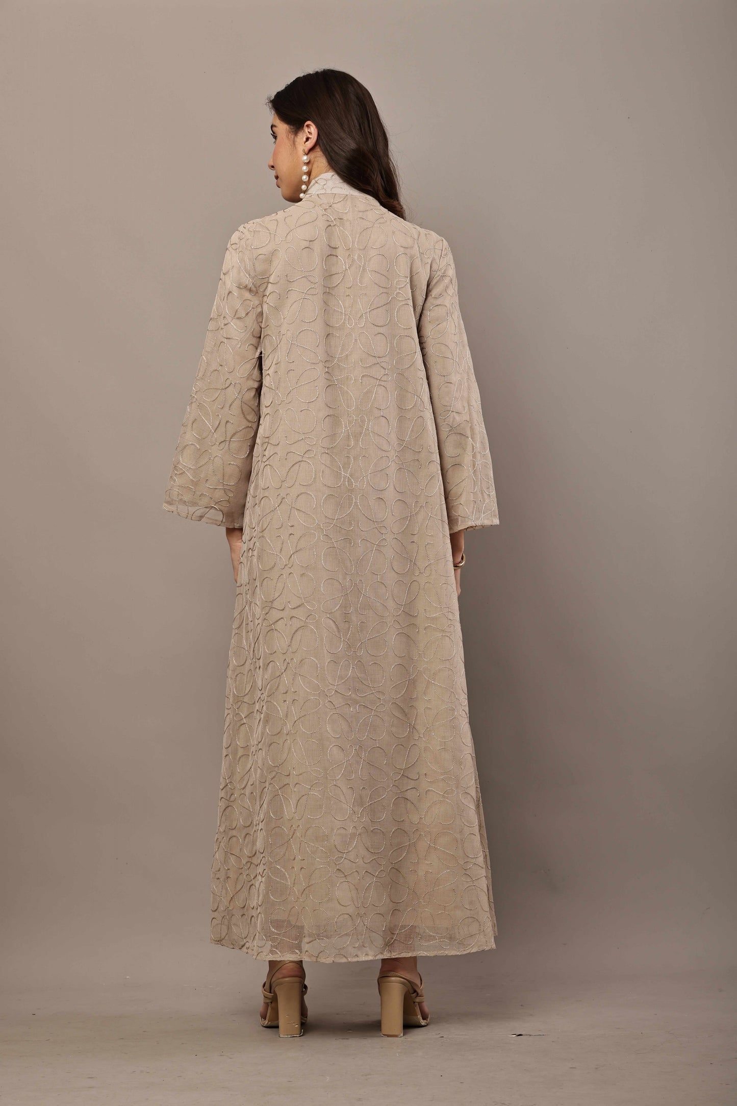 Champagne Sequin Embroidered Statement Maxi Kurta – Festive & Eid Wear