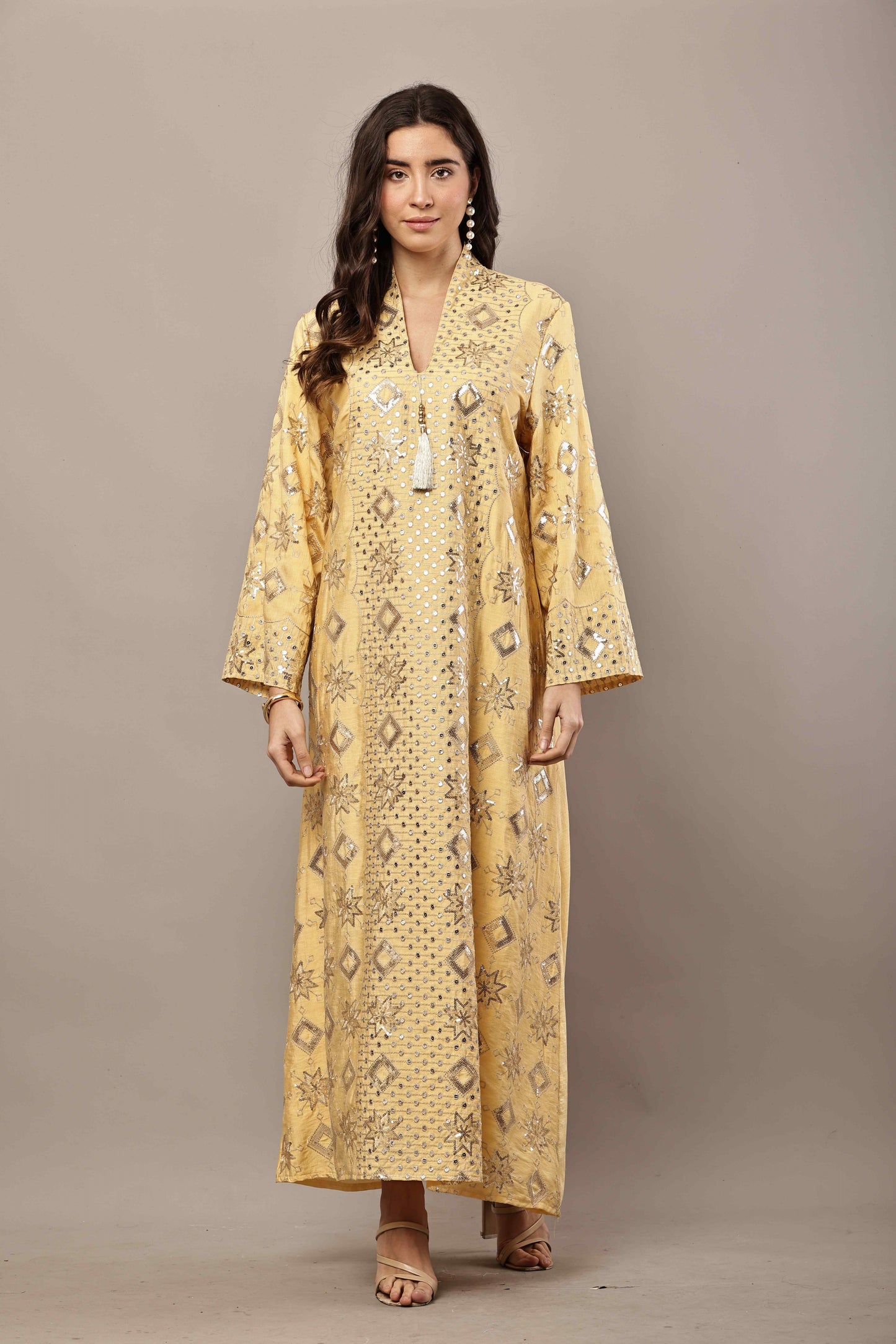 Golden Noor Embroidered Kaftan – Luxury Ramadan & Eid Maxi Dress