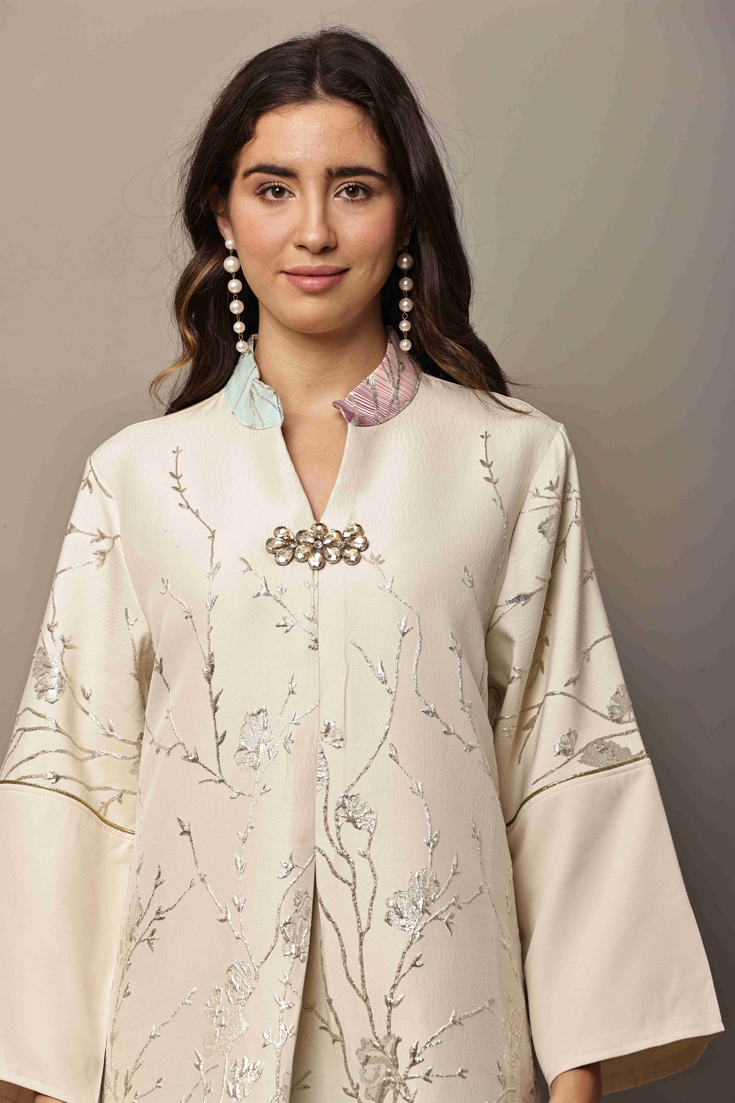 Pastel Blossom Embroidered Ombre Kaftan – Luxury Ramadan & Eid Maxi Dress
