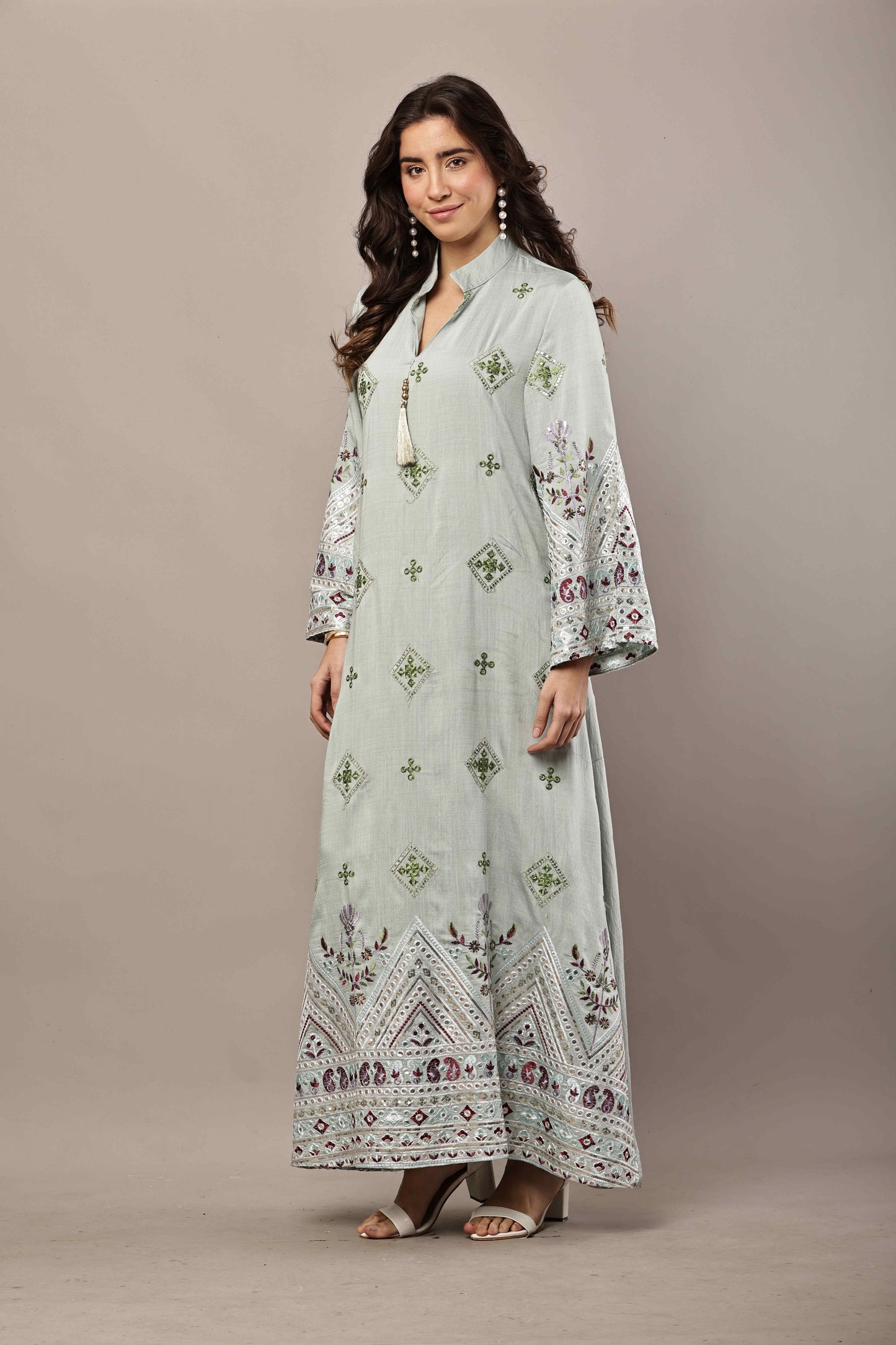 Mint Green Embroidered Eid Kurta Dress for Women | Ramadan Festive Wear
