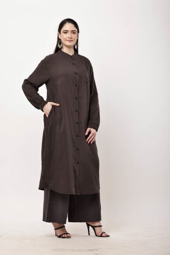 Brown Kurta Co-Ord Set for Women | Minimal Ethnic Wear & Smart Casual
