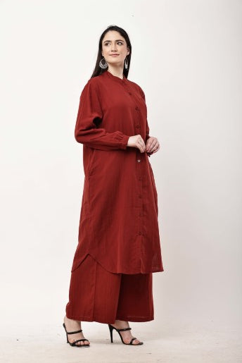 Brown Kurta Co-Ord Set for Women | Minimal Ethnic Wear & Smart Casual