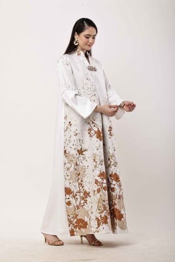 Off White Kaftan Dress Women Luxury Ethnic Maxi Wear
