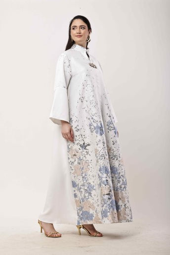 Off White Kaftan Dress Women Luxury Ethnic Maxi Wear