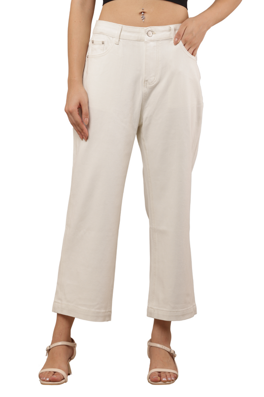 Women's Wide-Leg Off-White Denim Jeans – Korean Fashion Inspired