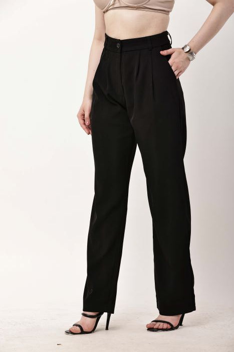 Black Straight-Leg Tailored Pants for Women | Smart Casual & Workwear
