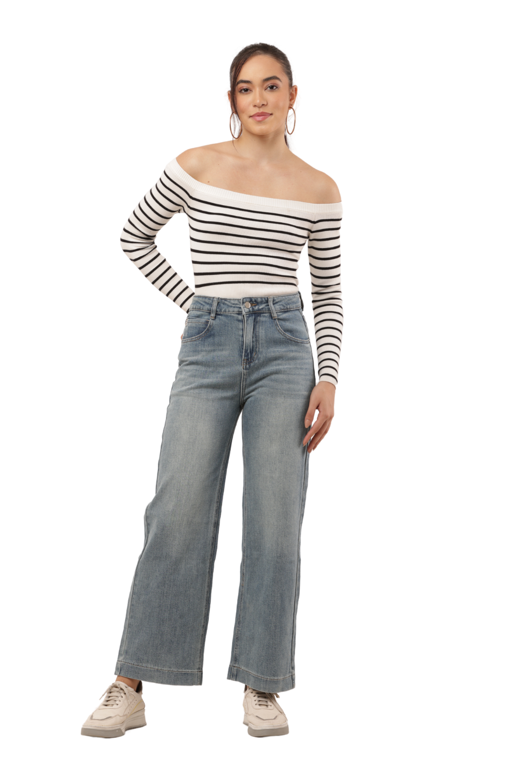 High-Waisted Korean Denim Bell Bottom Jeans for Women