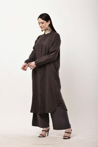 Brown Kurta Co-Ord Set for Women | Minimal Ethnic Wear & Smart Casual