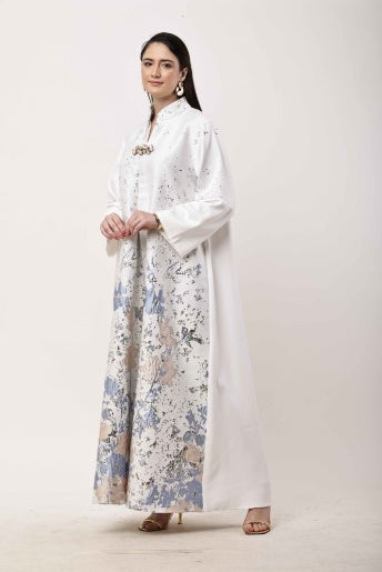 Off White Kaftan Dress Women Luxury Ethnic Maxi Wear