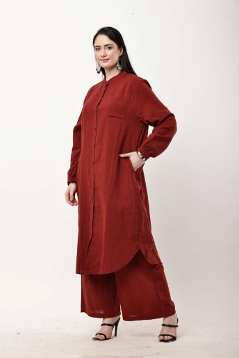 Brown Kurta Co-Ord Set for Women | Minimal Ethnic Wear & Smart Casual