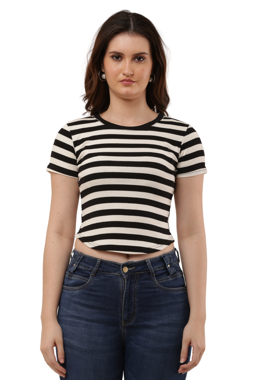 Striped Fitted Crop Top – Korean T-Shirts Free Size | Korean Fashion & Clothes
