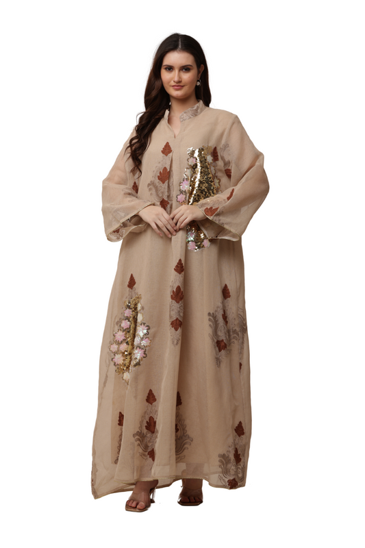 Elegant Embroidered Korean Kaftan Free Size | Modern Korean Fashion Style