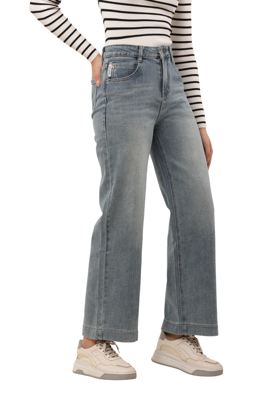 High-Waisted Korean Denim Bell Bottom Jeans for Women