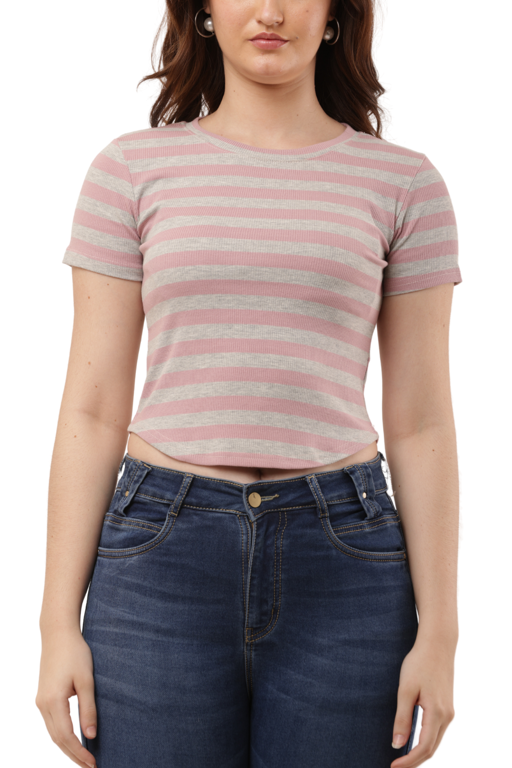 Striped Fitted Crop Top – Korean T-Shirts Free Size | Korean Fashion & Clothes