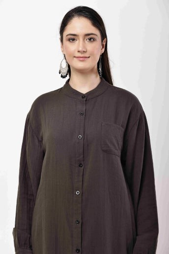 Brown Kurta Co-Ord Set for Women | Minimal Ethnic Wear & Smart Casual