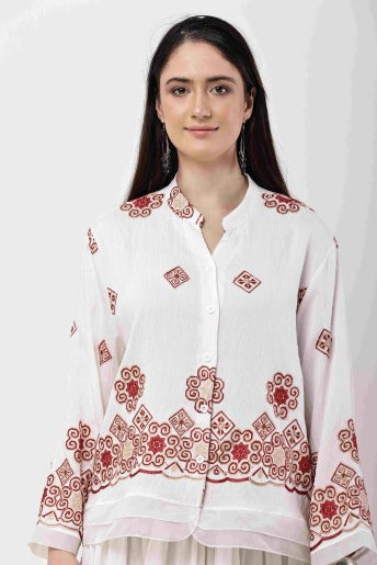 Beige Embroidered Kurta Skirt Set for Women | Eid & Festive Wear