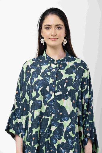 Abstract Kaftan Dress Women Oversized Midi Dress