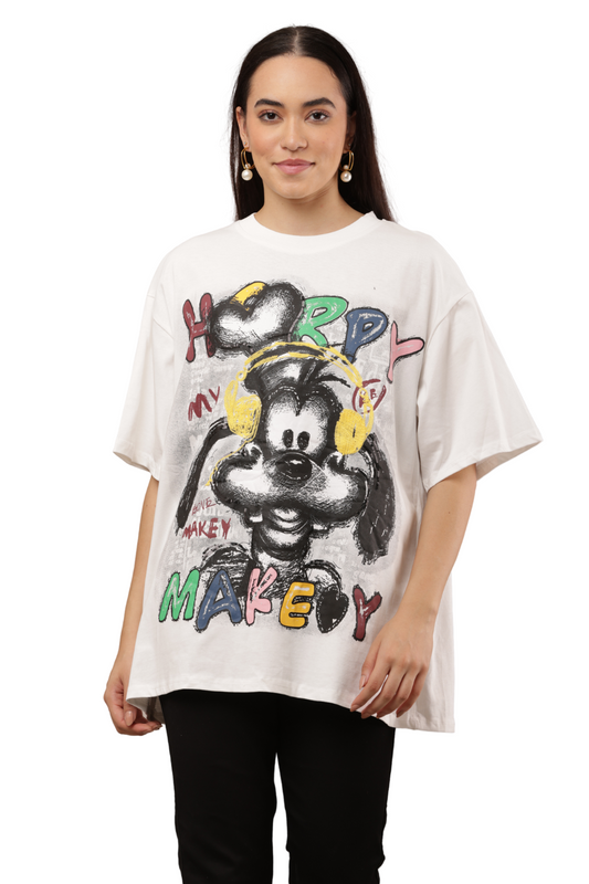 Oversized Cartoon Print Korean T-Shirt Free Size – Trendy Korean Clothes & Fashion