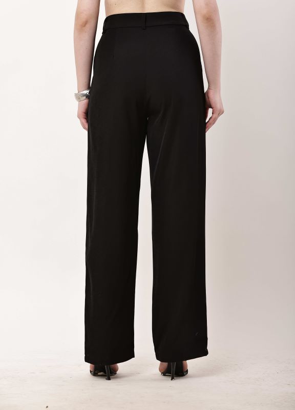 Black Straight-Leg Tailored Pants for Women | Smart Casual & Workwear