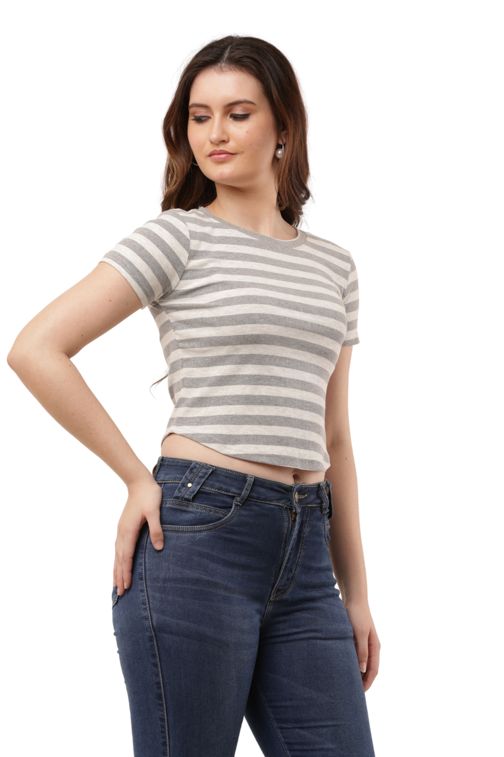 Striped Fitted Crop Top – Korean T-Shirts Free Size | Korean Fashion & Clothes