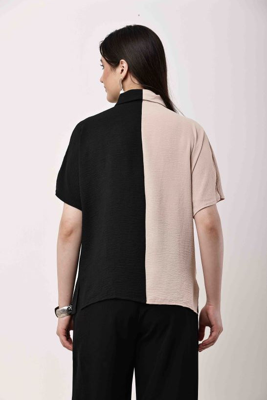 Women Dual Tone Pink Coral Shirt Casual Stylish Top