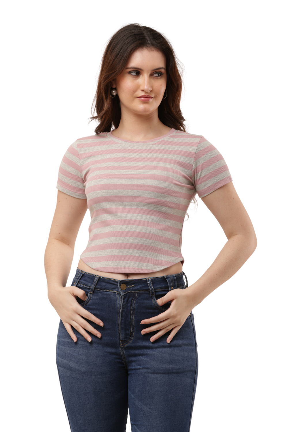 Striped Fitted Crop Top – Korean T-Shirts Free Size | Korean Fashion & Clothes