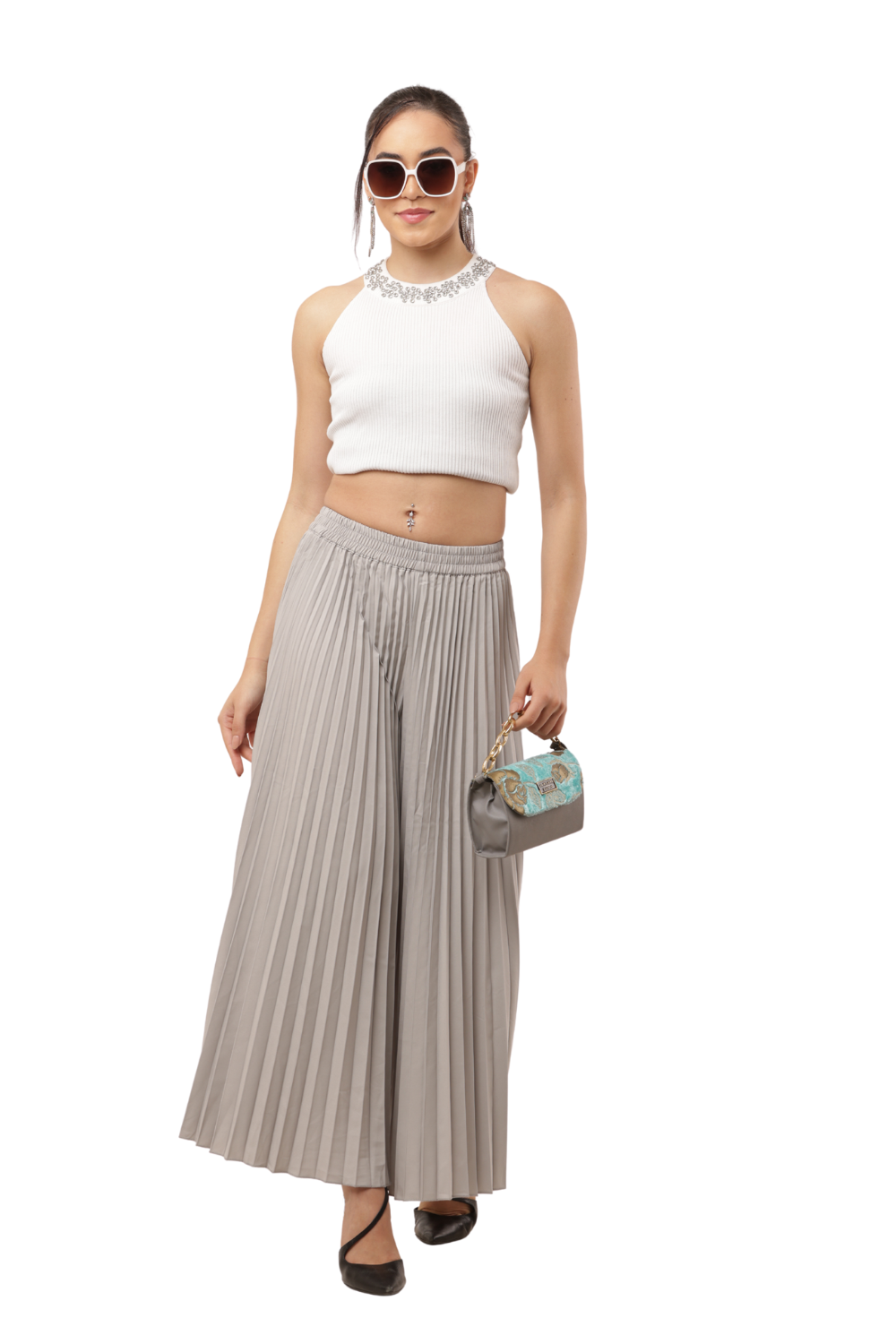 Korean Fashion Pleated Wide-Leg Free Size Palazzo Pants for Women