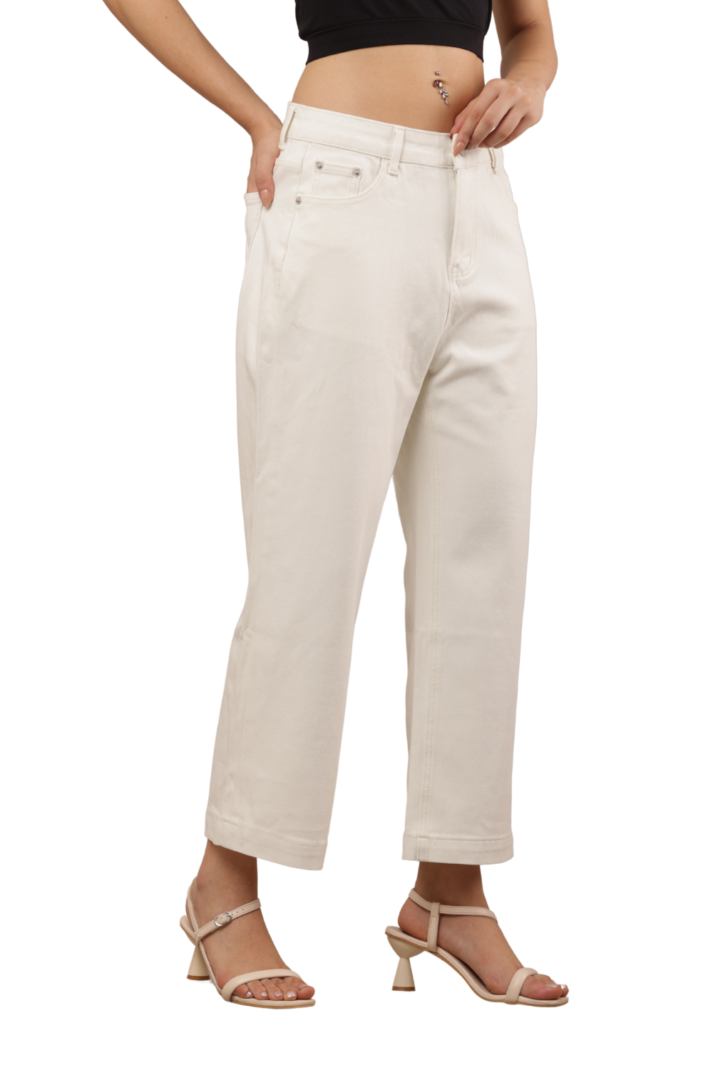 Women's Wide-Leg Off-White Denim Jeans – Korean Fashion Inspired