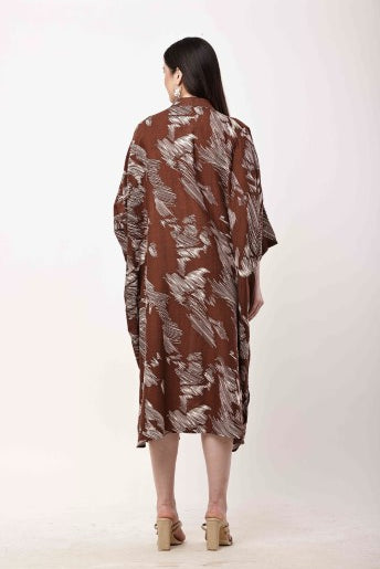 Brown Kaftan Dress Women Oversized Flowy Midi Dress
