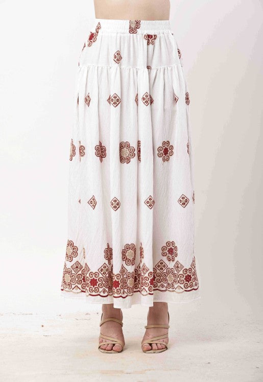 Beige Embroidered Kurta Skirt Set for Women | Eid & Festive Wear