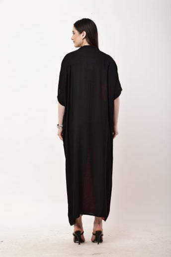 Red Black Kaftan Dress Women Oversized Maxi Dress